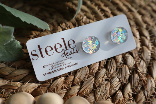 Clear Acrylic Stars Stud Earrings