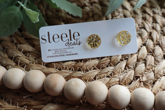 Gold Textured Acrylic Stud Earrings