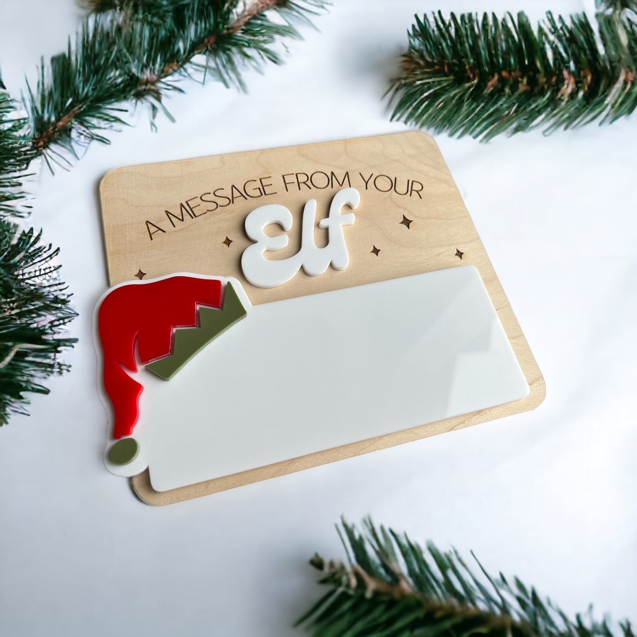 A message from your elf dry erase board