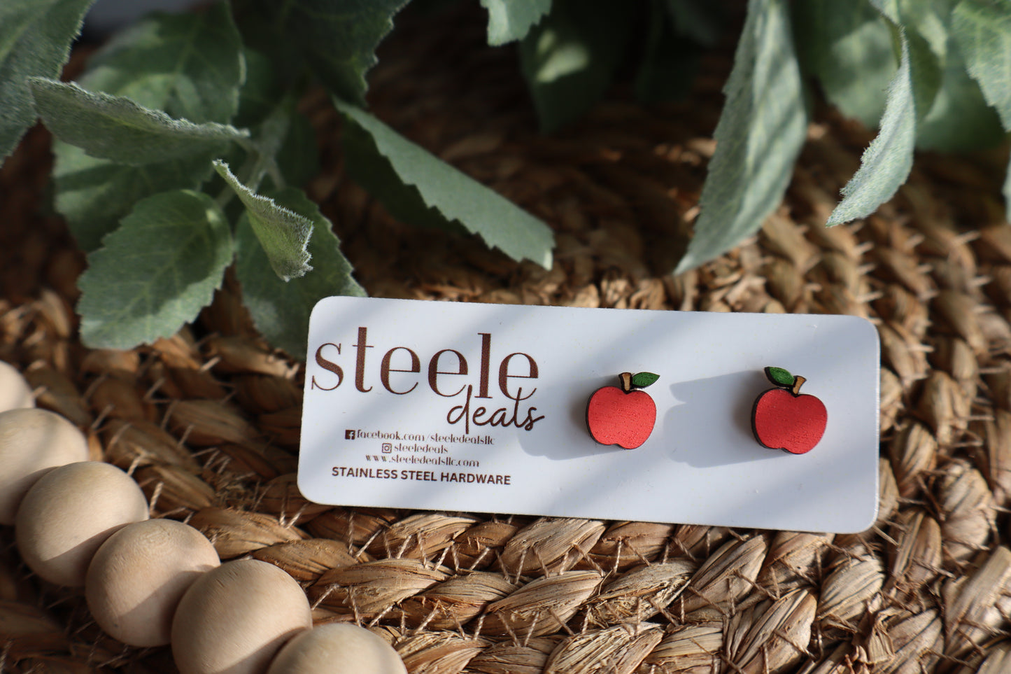 Apple Wood Stud Earrings