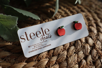 Apple Wood Stud Earrings