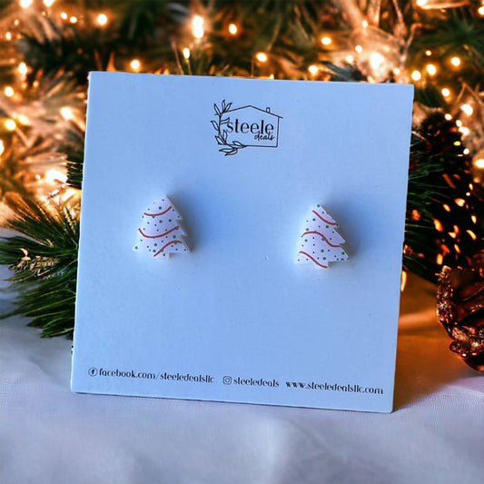 acrylic Christmas tree cake stud earrings
