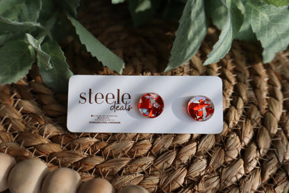 Red Confetti Acrylic Stud Earrings