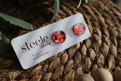 Red Confetti Acrylic Stud Earrings