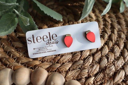 Christmas Light Wood Stud Earrings